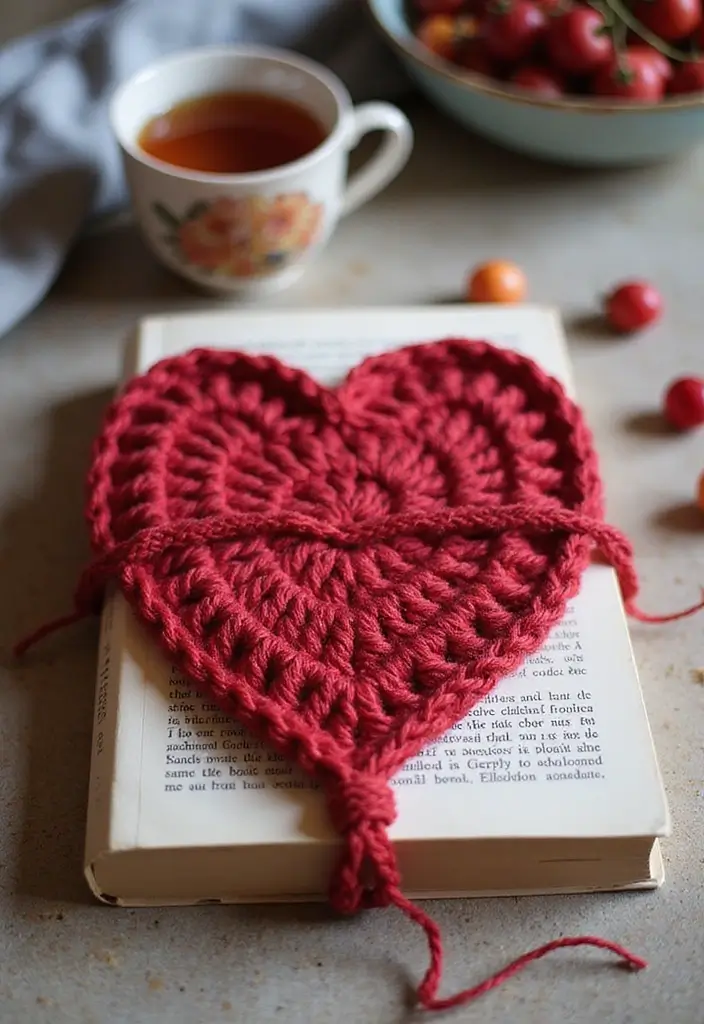 30 Creative Valentine Ideas with How to Crochet a Heart - 29. Heart Book Cover