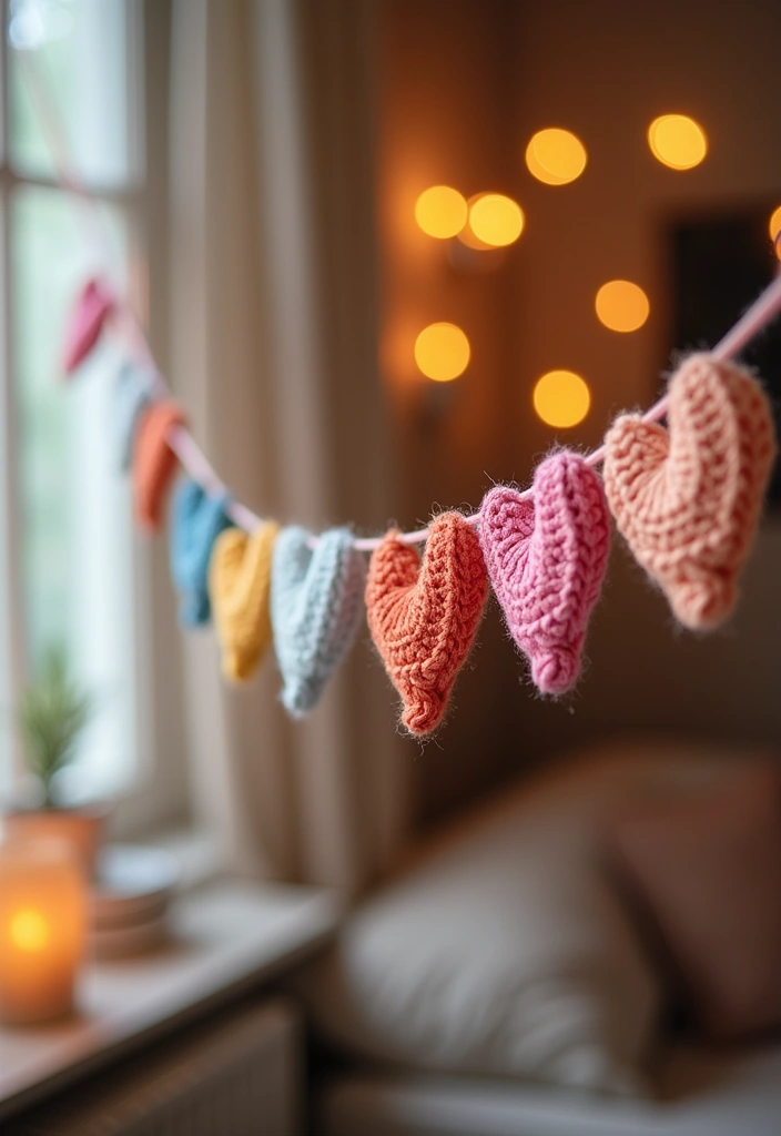 30 Creative Valentine Ideas with How to Crochet a Heart - 3. Heart Garland