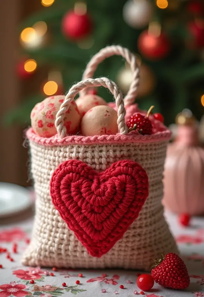 30 Creative Valentine Ideas with How to Crochet a Heart - 30. Heart Gift Bags