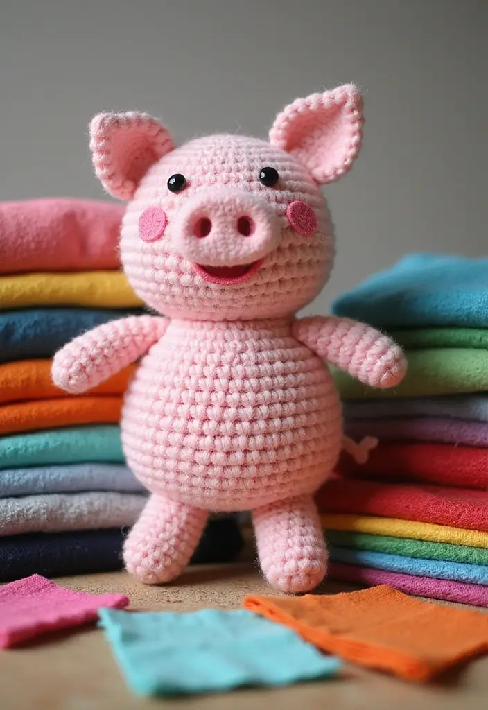 30 Cute Animal Creations: Crochet Animals Free Patterns Collection - 13. Playful Crochet Pig
