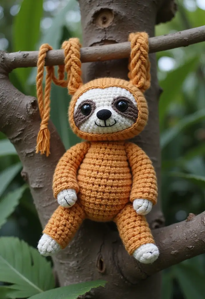 30 Cute Animal Creations: Crochet Animals Free Patterns Collection - 14. Cuddly Crochet Sloth