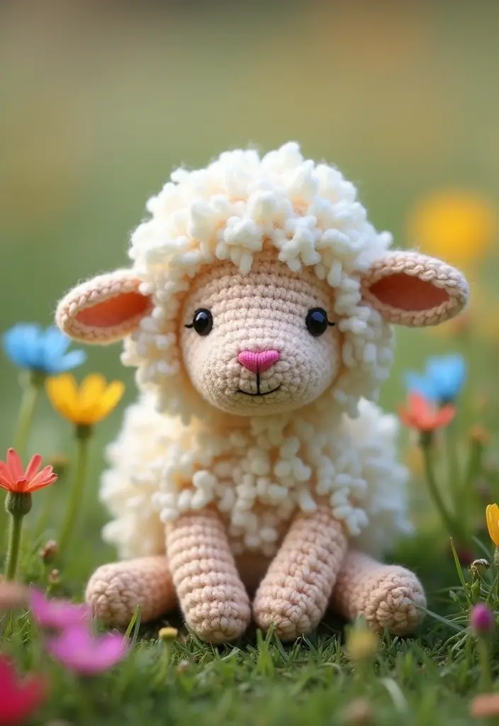 30 Cute Animal Creations: Crochet Animals Free Patterns Collection - 18. Fluffy Crochet Sheep