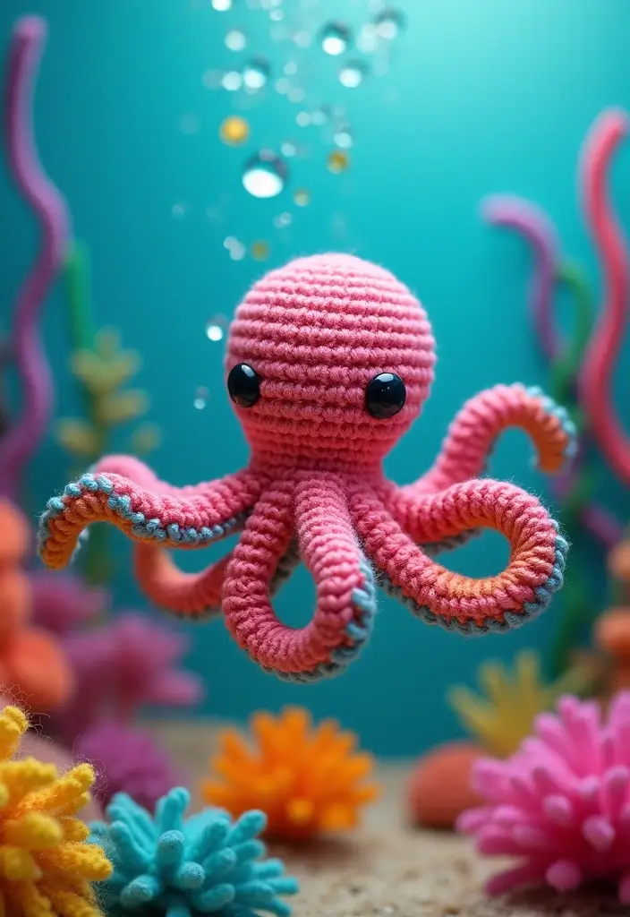 30 Cute Animal Creations: Crochet Animals Free Patterns Collection - 19. Cheerful Crochet Octopus