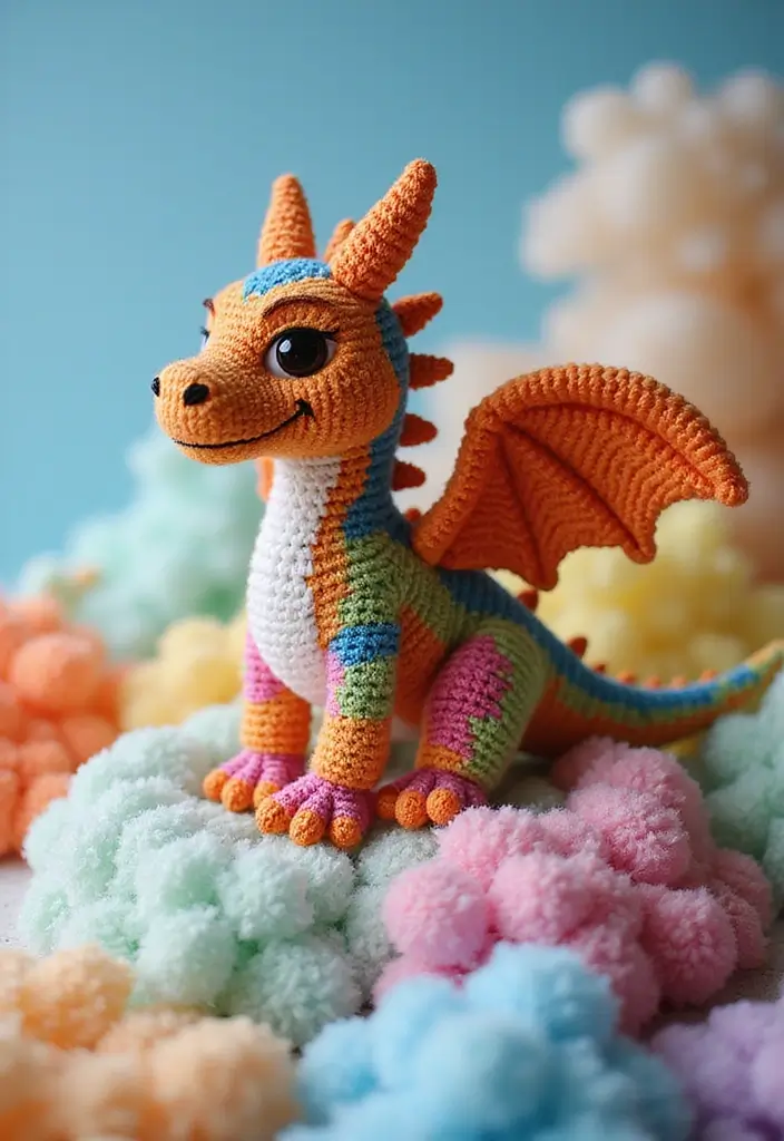 30 Cute Animal Creations: Crochet Animals Free Patterns Collection - 20. Enchanting Crochet Dragon
