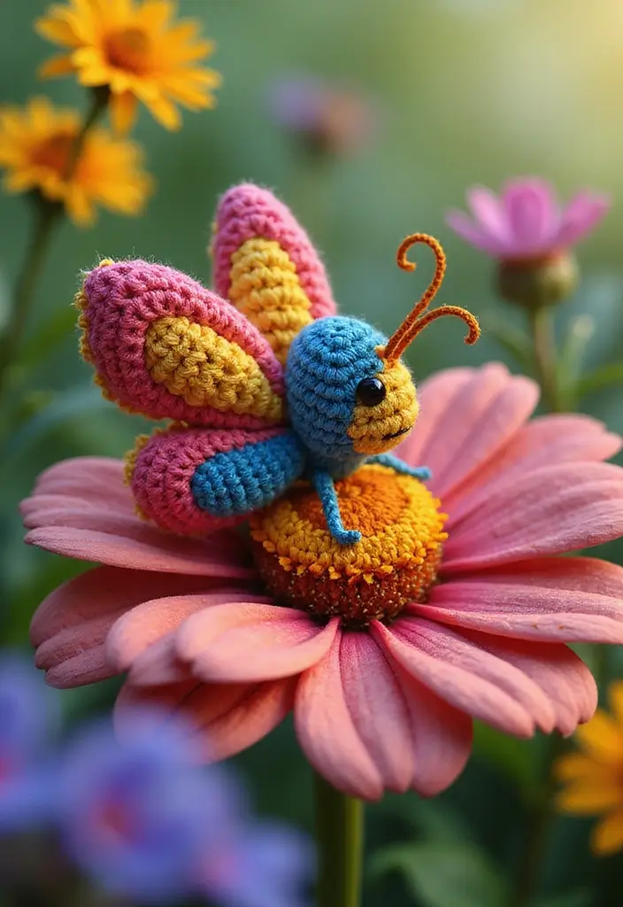 30 Cute Animal Creations: Crochet Animals Free Patterns Collection - 23. Whimsical Crochet Butterfly
