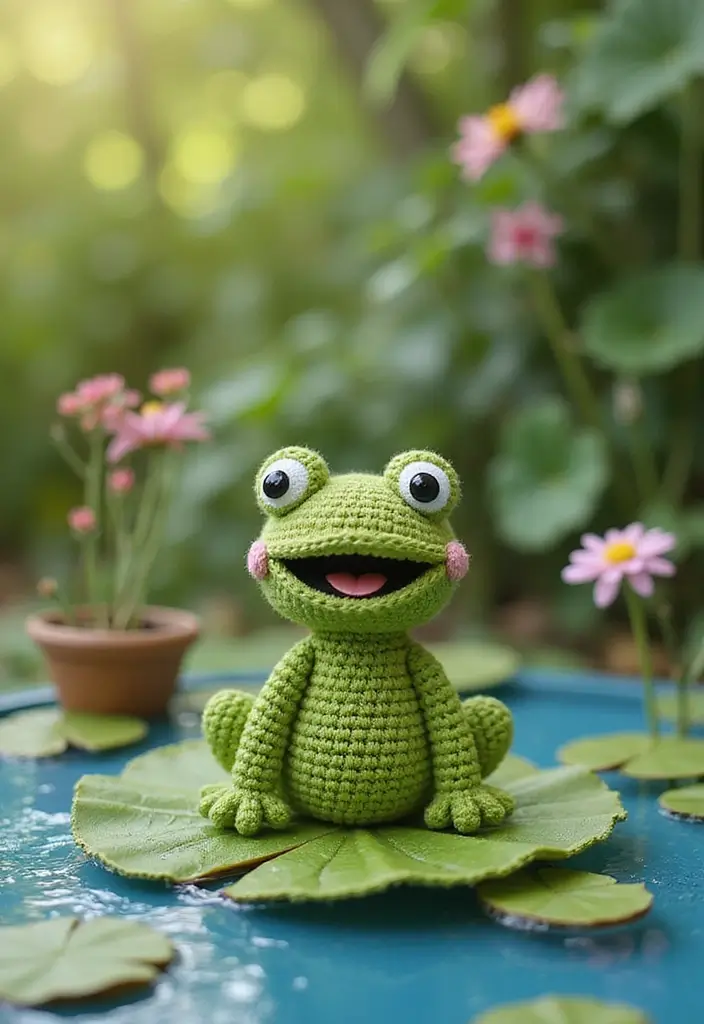 30 Cute Animal Creations: Crochet Animals Free Patterns Collection - 24. Cozy Crochet Frog