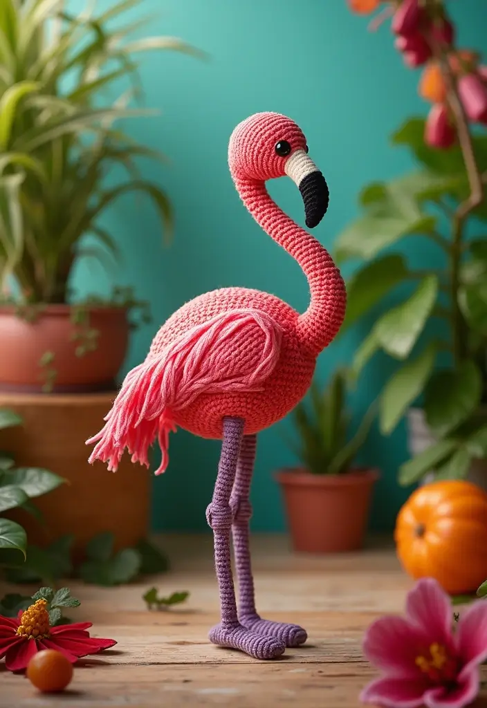 30 Cute Animal Creations: Crochet Animals Free Patterns Collection - 30. Fabulous Crochet Flamingo