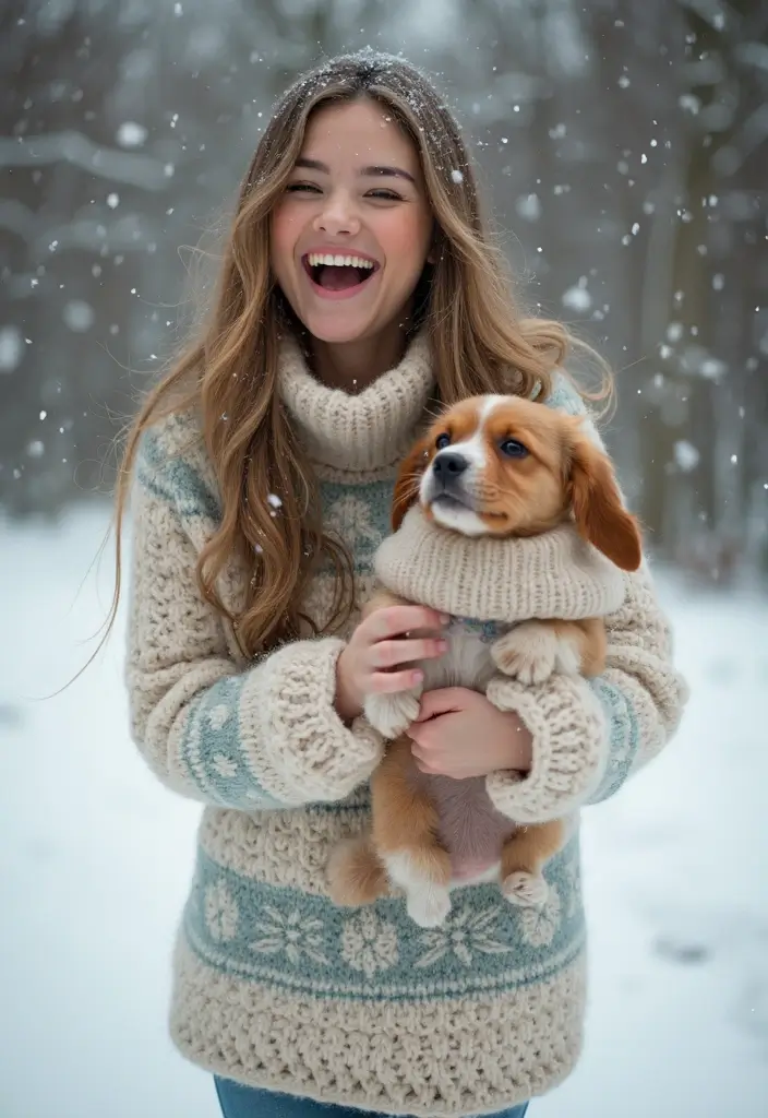 30 Cute Pet Looks: Crochet Dog Sweater Free Pattern Ideas You Can Try Today - 16. Winter Wonderland Sweater