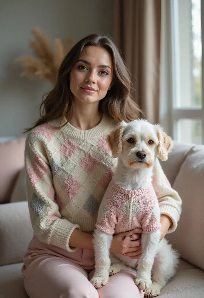 30 Cute Pet Looks: Crochet Dog Sweater Free Pattern Ideas You Can Try Today - 17. Classy Argyle Sweater