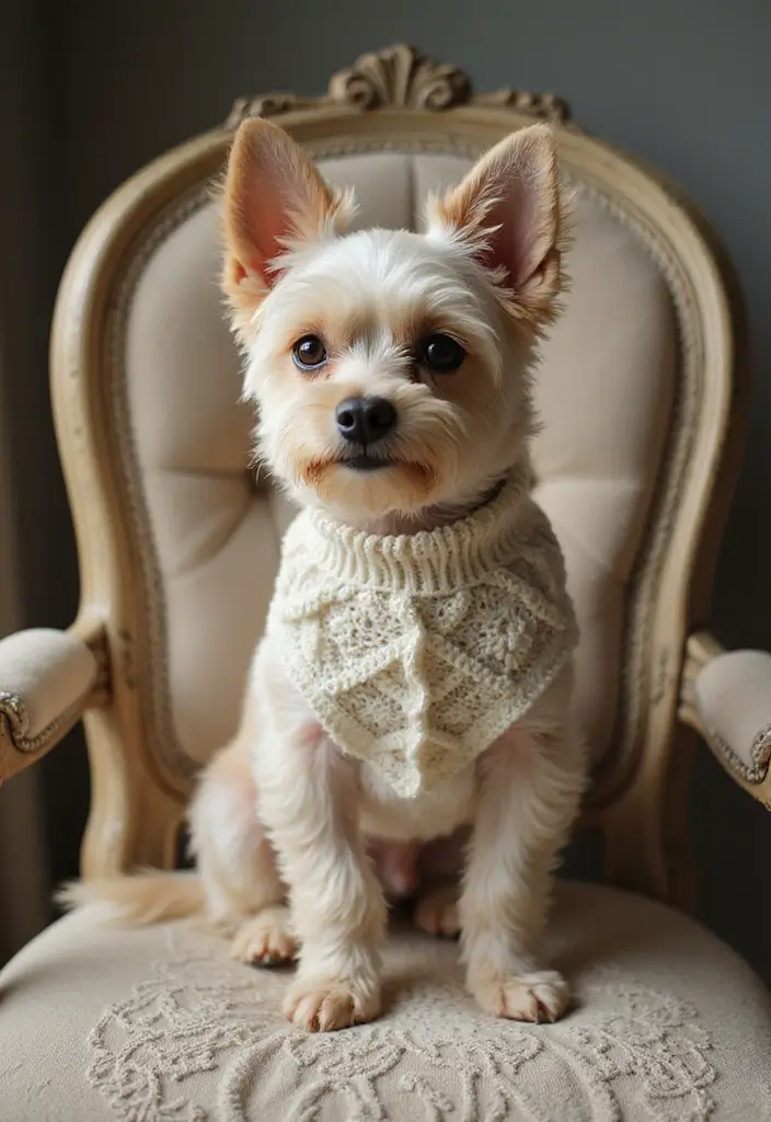 30 Cute Pet Looks: Crochet Dog Sweater Free Pattern Ideas You Can Try Today - 20. Vintage Lace Sweater