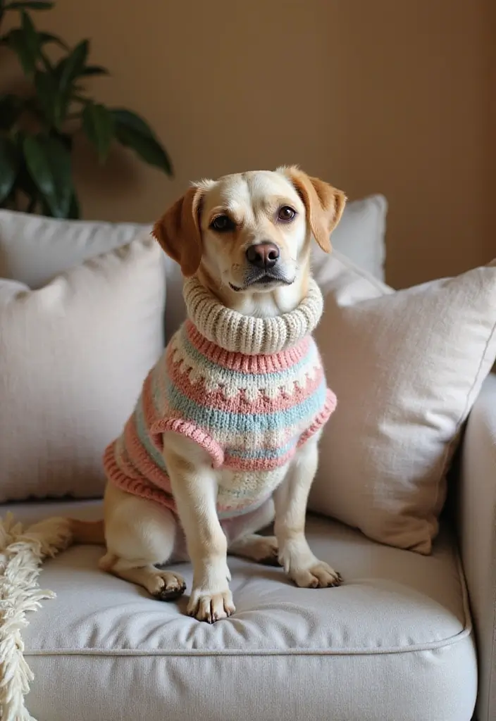 30 Cute Pet Looks: Crochet Dog Sweater Free Pattern Ideas You Can Try Today - 6. Classic Fair Isle Sweater