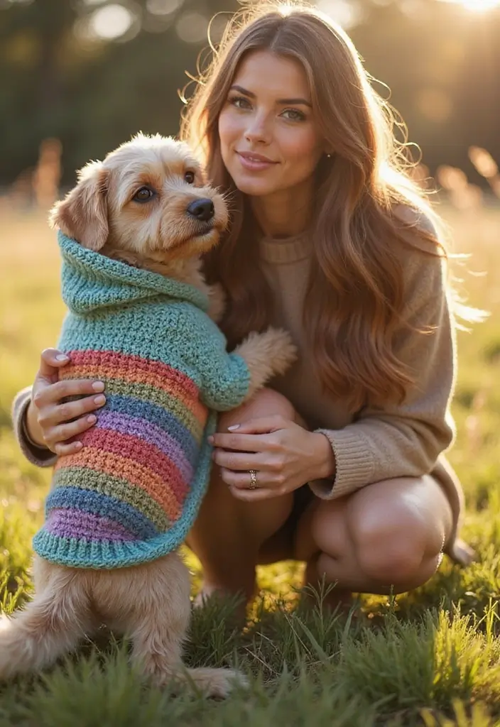 30 Cute Pet Looks: Crochet Dog Sweater Free Pattern Ideas You Can Try Today - 7. Hooded Dog Sweater