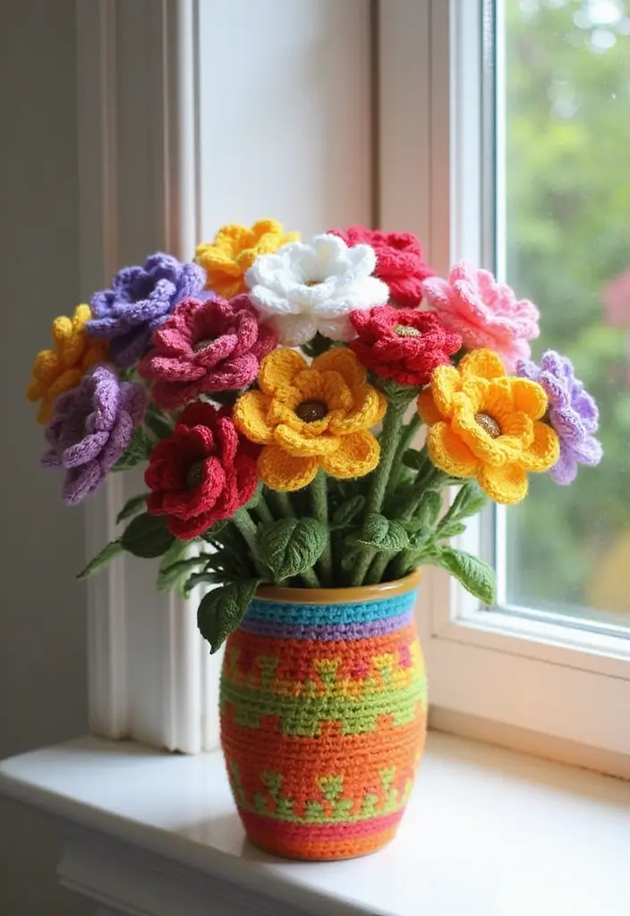 30 Fun Crochet Ideas for Beginners: Eco-Friendly Projects You'll Love - 12. Crocheted Flowers