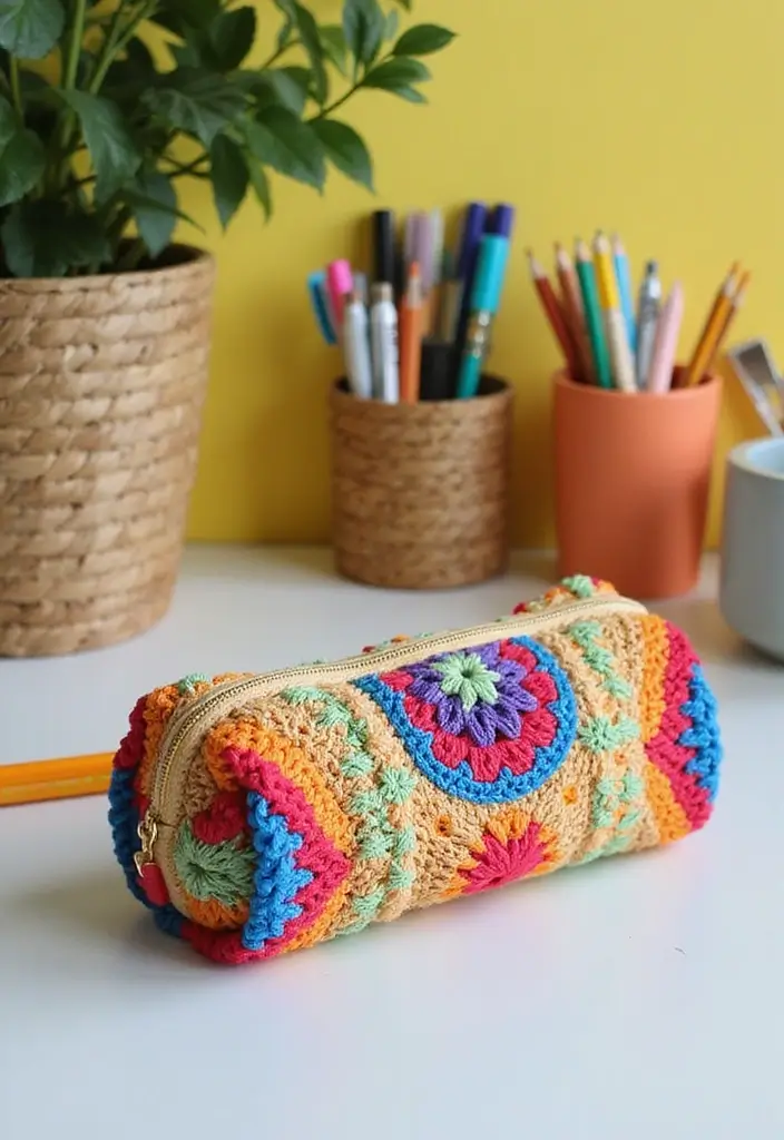 30 Fun Crochet Ideas for Beginners: Eco-Friendly Projects You'll Love - 15. Crochet Pencil Case