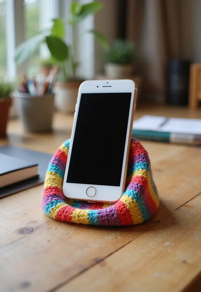 30 Fun Crochet Ideas for Beginners: Eco-Friendly Projects You'll Love - 20. Crochet Phone Stand