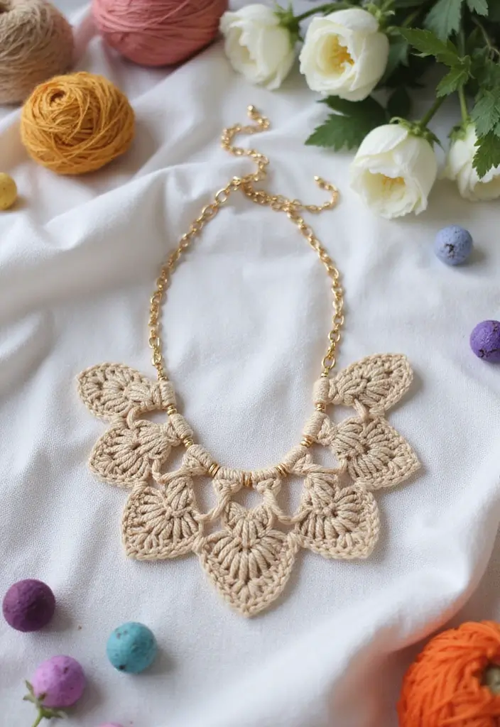 30 Fun Crochet Ideas for Beginners: Eco-Friendly Projects You'll Love - 27. Simple Crocheted Necklace