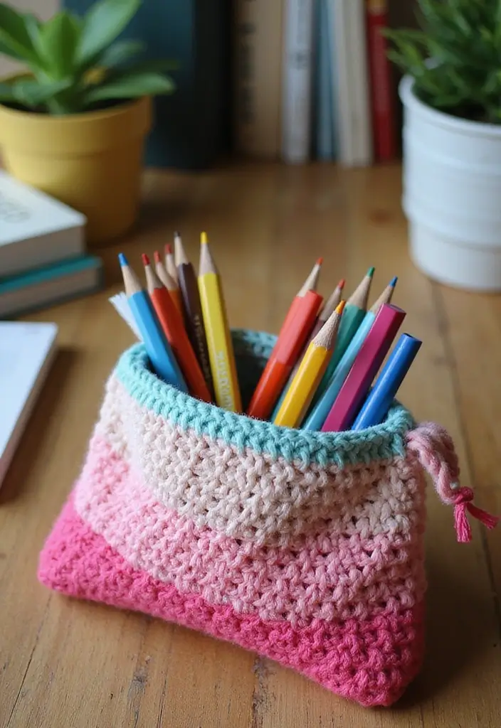 30 Fun & Easy Crochet Projects for Beginners to Start Today - 16. Colorful Pencil Case