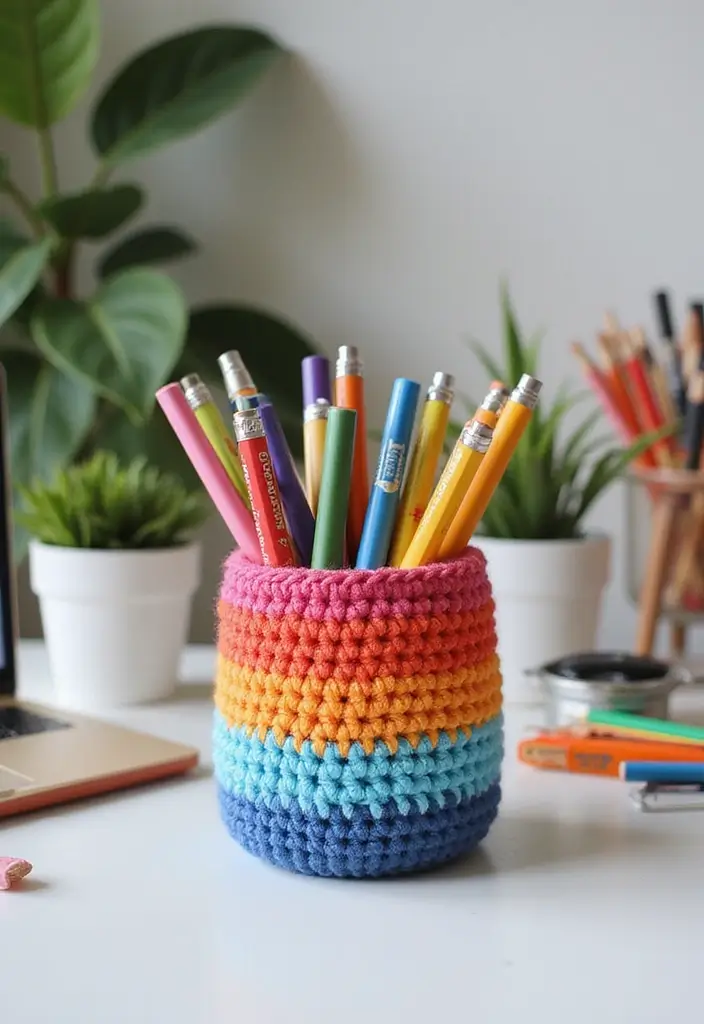 30 Fun & Easy Crochet Projects for Beginners to Start Today - 27. Cute Pencil Holder