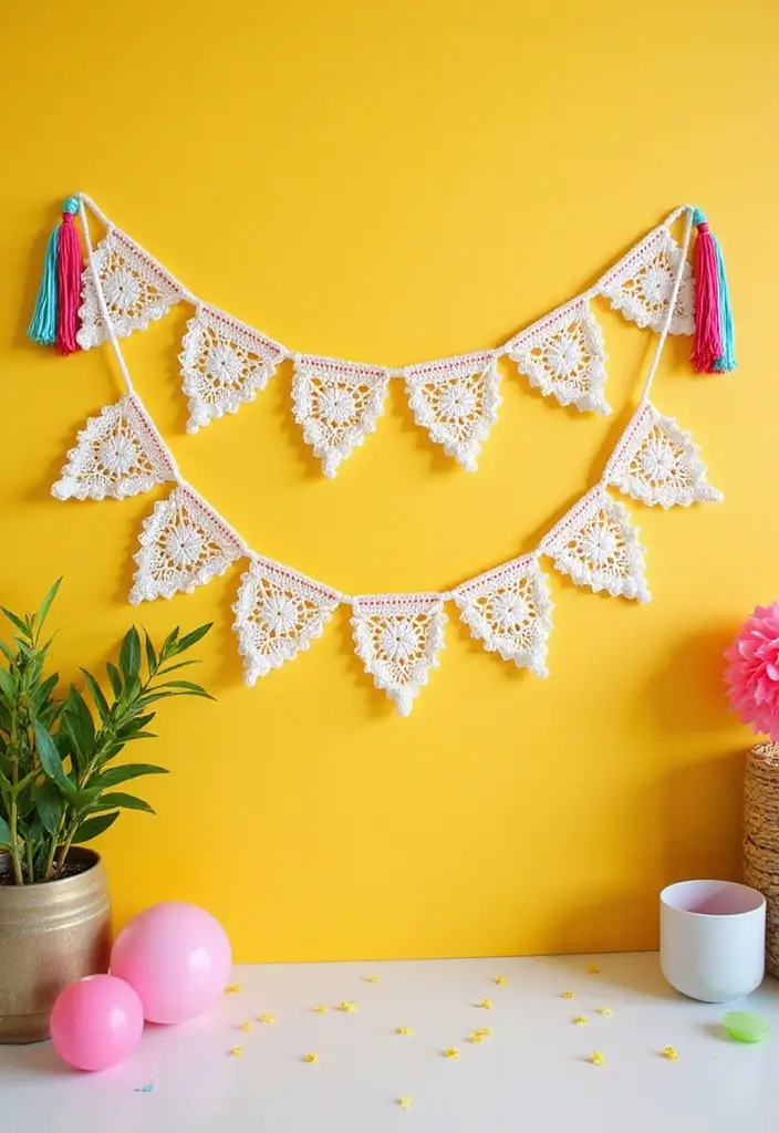 30 Fun & Easy Crochet Projects for Beginners to Start Today - 9. Fun Bunting Banner