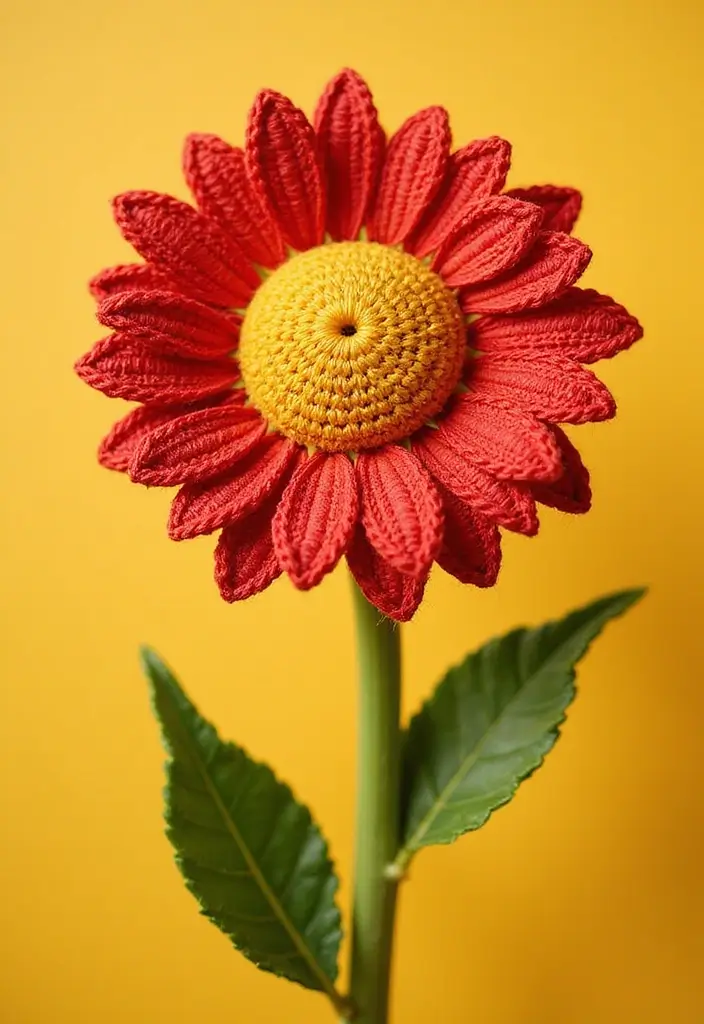 30 Gorgeous Floral Tutorials: How to Crochet a Flower Step-by-Step Photos - 23. Beautiful Gerbera Daisy