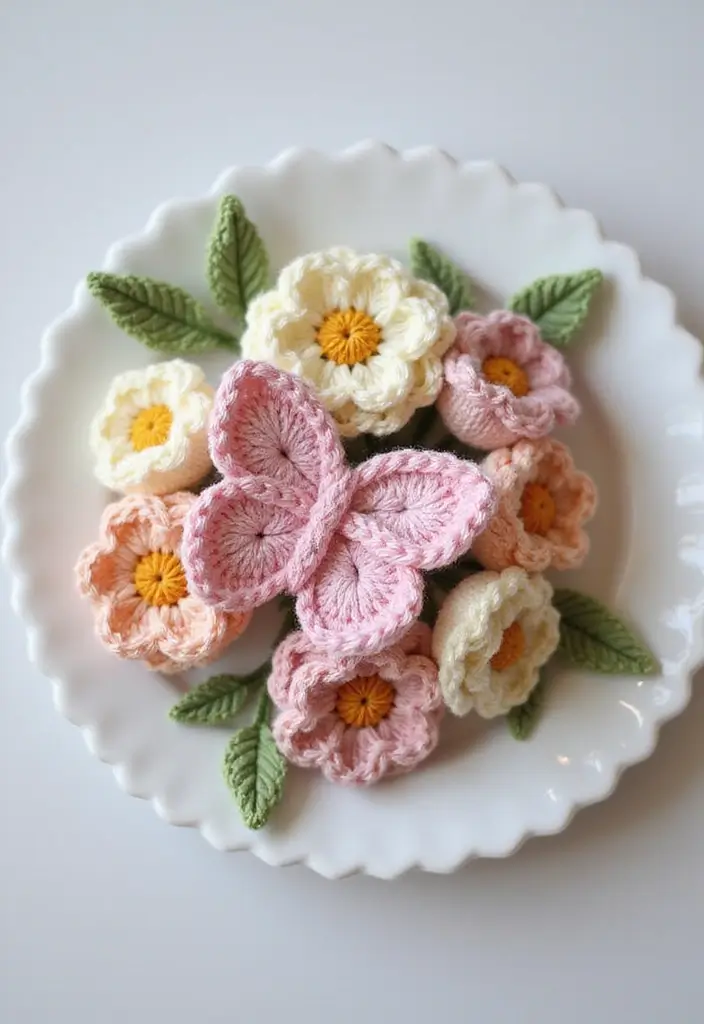 30 Gorgeous Floral Tutorials: How to Crochet a Flower Step-by-Step Photos - 30. Delightful Butterfly Flower