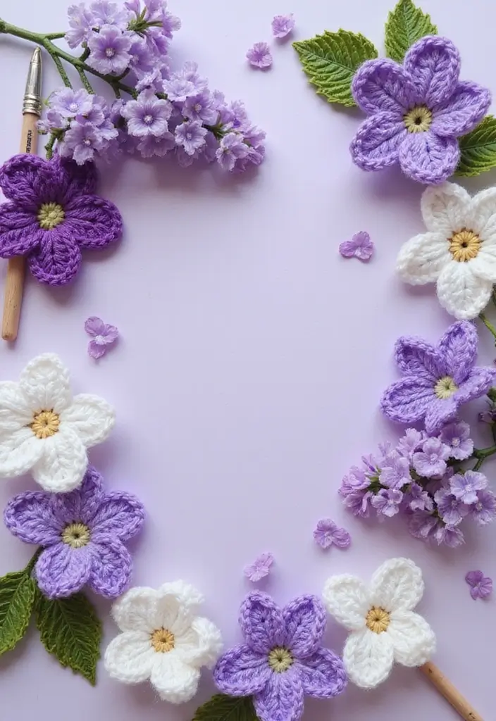 30 Gorgeous Floral Tutorials: How to Crochet a Flower Step-by-Step Photos - 5. Beautiful Lilac Blooms