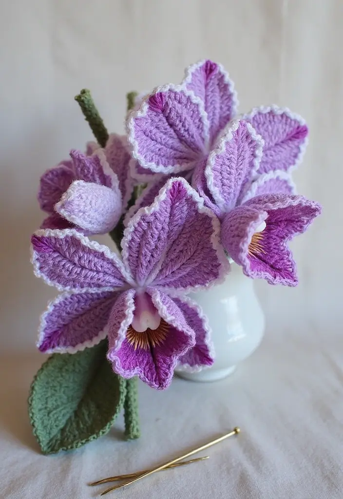 30 Gorgeous Floral Tutorials: How to Crochet a Flower Step-by-Step Photos - 7. Bold Orchid Tutorial