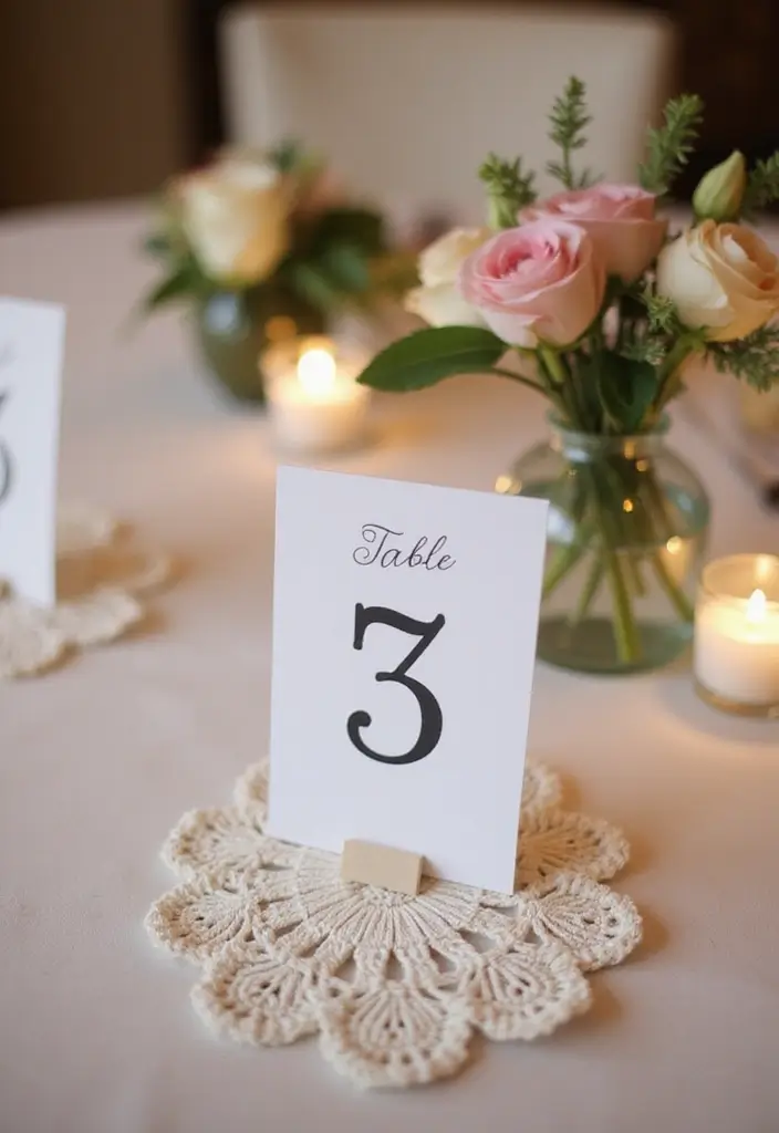 30 Home Decor Projects Using Crochet Coasters: Embrace Eco-Friendly Style - 11. Personalized Table Numbers
