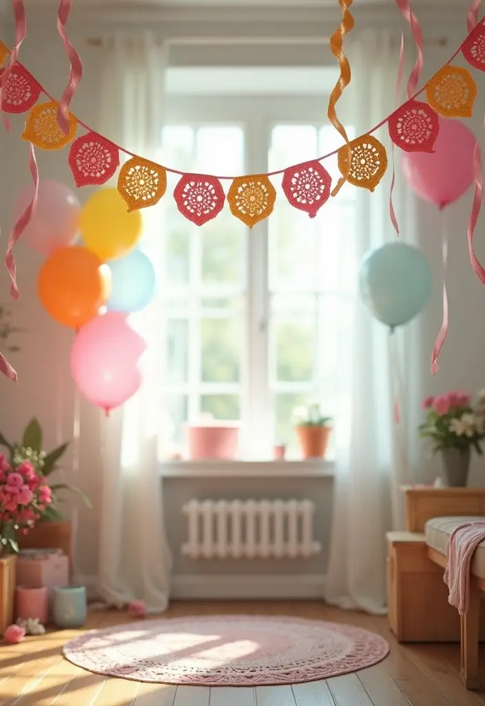 30 Home Decor Projects Using Crochet Coasters: Embrace Eco-Friendly Style - 12. Festive Bunting