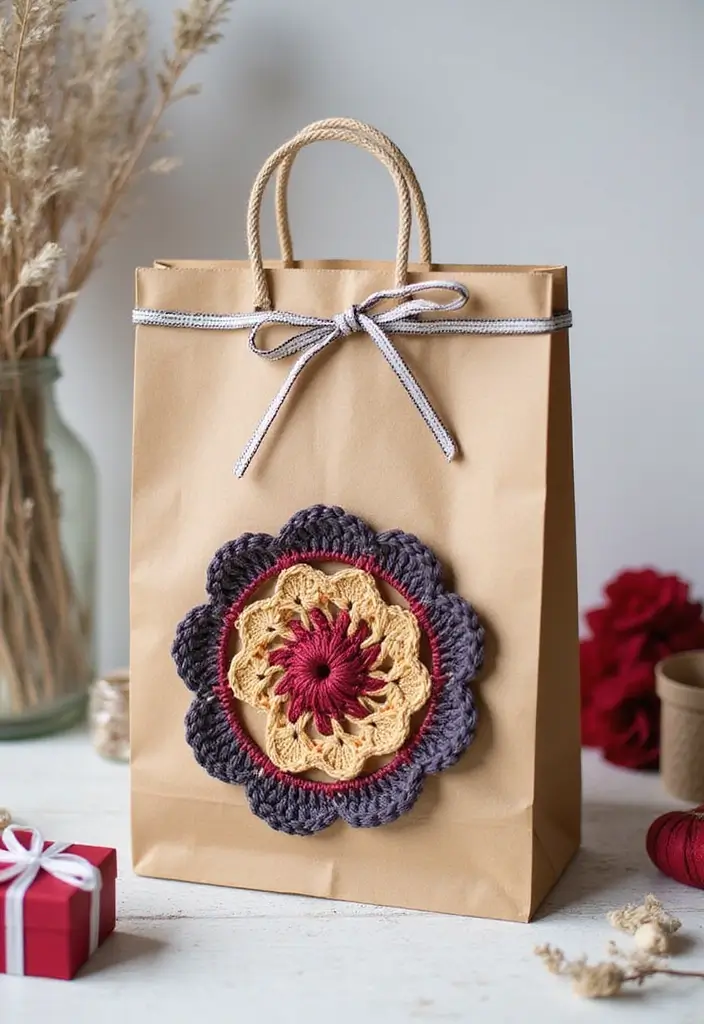 30 Home Decor Projects Using Crochet Coasters: Embrace Eco-Friendly Style - 13. Gift Bags for Special Occasions