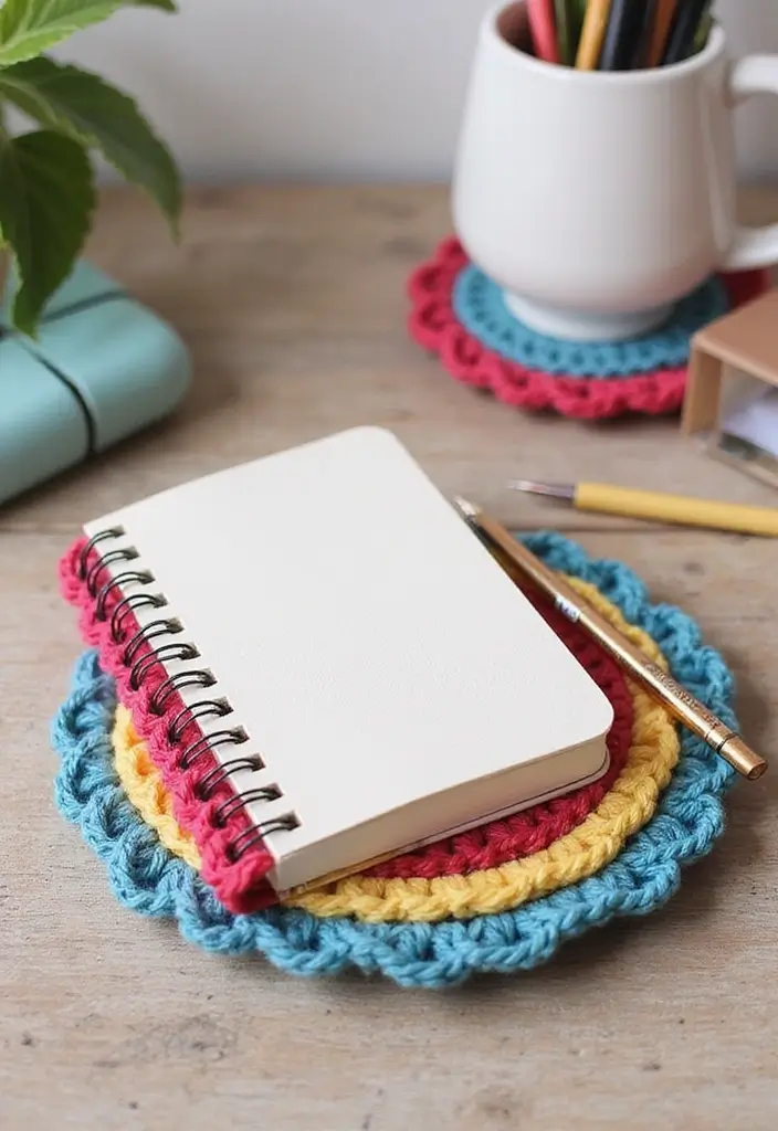 30 Home Decor Projects Using Crochet Coasters: Embrace Eco-Friendly Style - 15. Creative Mini Notebooks
