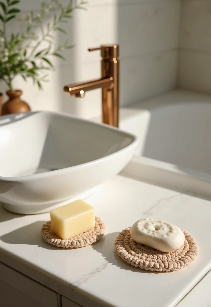 30 Home Decor Projects Using Crochet Coasters: Embrace Eco-Friendly Style - 16. Decorative Soap Holders