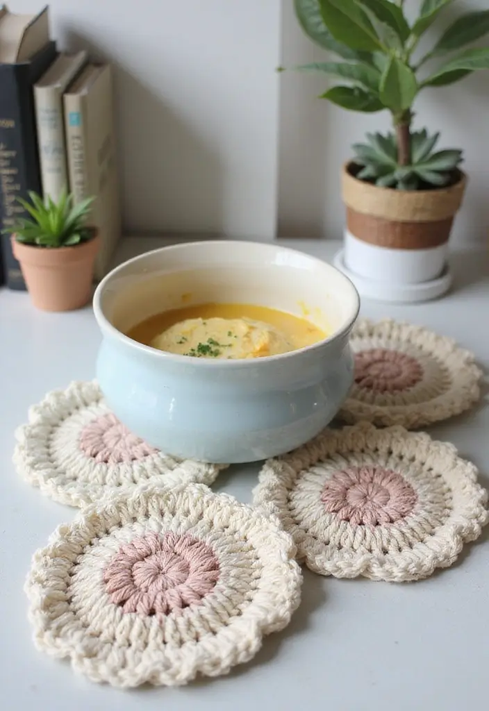 30 Home Decor Projects Using Crochet Coasters: Embrace Eco-Friendly Style - 4. Unique Trivets