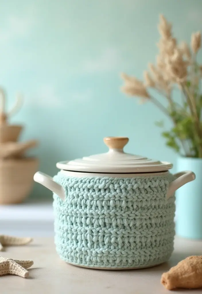 30 Kitchen-Ready Crochet Pot Holders Free Pattern with Modern and Vintage Styles - 21. Seaside Crochet Pot Holder