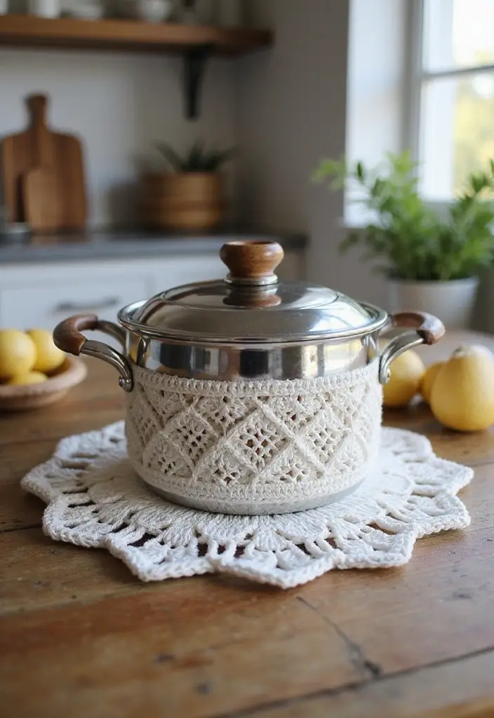 30 Kitchen-Ready Crochet Pot Holders Free Pattern with Modern and Vintage Styles - 29. Diamond Lace Crochet Pot Holder