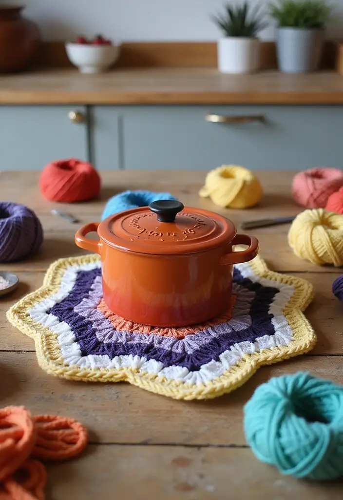 30 Kitchen-Ready Crochet Pot Holders Free Pattern with Modern and Vintage Styles - 4. Hexagon Crochet Pot Holder