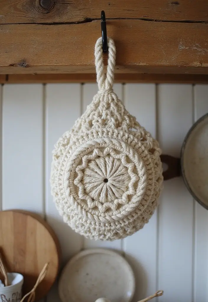 30 Kitchen-Ready Crochet Pot Holders Free Pattern with Modern and Vintage Styles - 5. Farmhouse Style Crochet Pot Holder