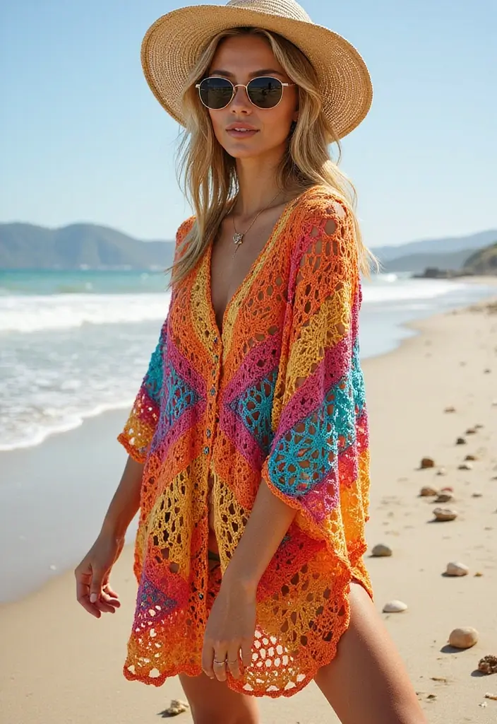 30 Stylish Summer Fashion from Crochet Summer Tops Free Patterns - 8. Stylish Crochet Beach Cover-Ups
