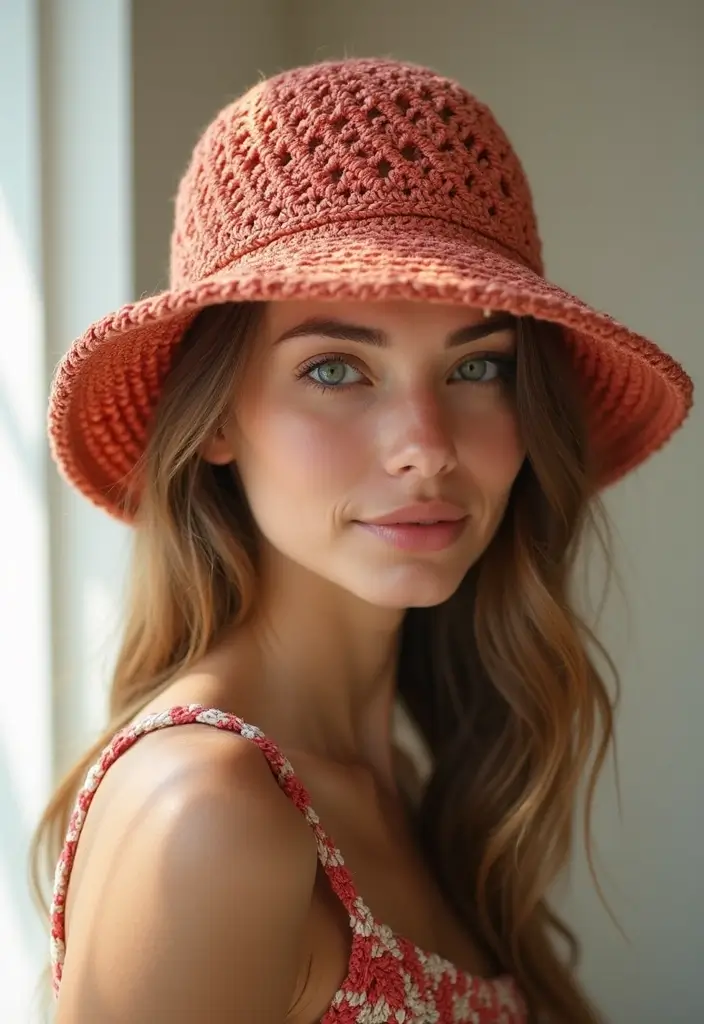 30 Trendy Crochet Bucket Hat Free Patterns You’ll Want to Make and Wear - 20. Geometric Pattern Bucket Hat