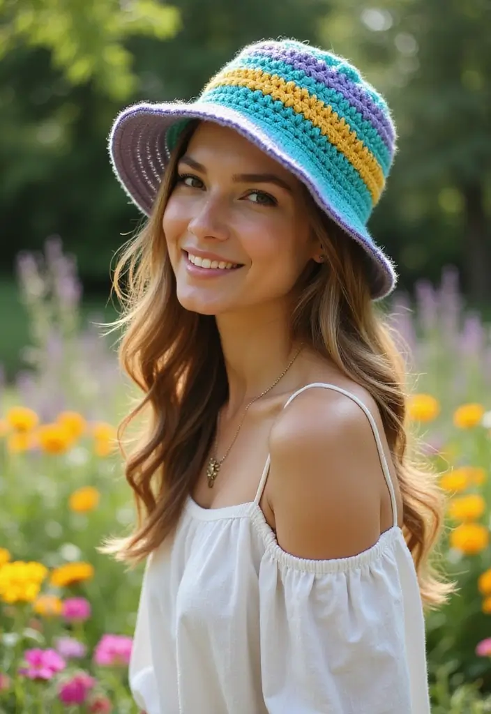 30 Trendy Crochet Bucket Hat Free Patterns You’ll Want to Make and Wear - 22. Upcycled Yarn Bucket Hat