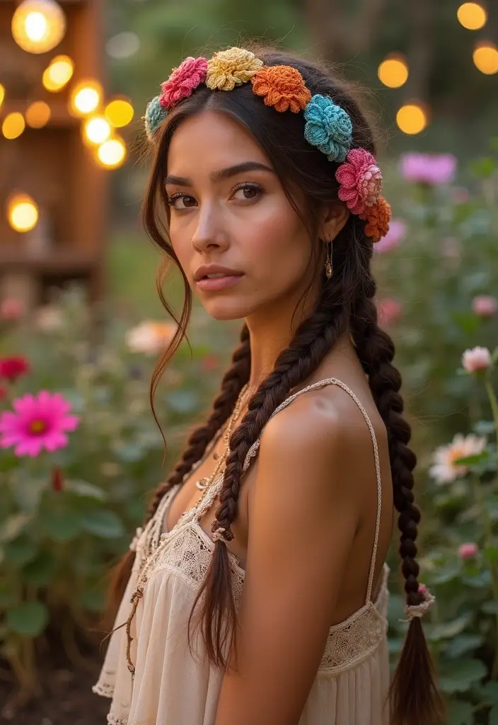 30 Trendy Looks Featuring Half Braids Half Crochet Hairstyles - 1. Boho Goddess Braids