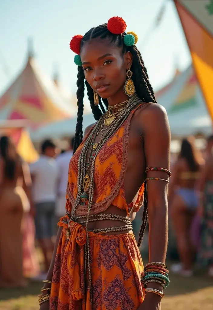 30 Trendy Looks Featuring Half Braids Half Crochet Hairstyles - 15. Fierce Box Braids with Crochet Pops