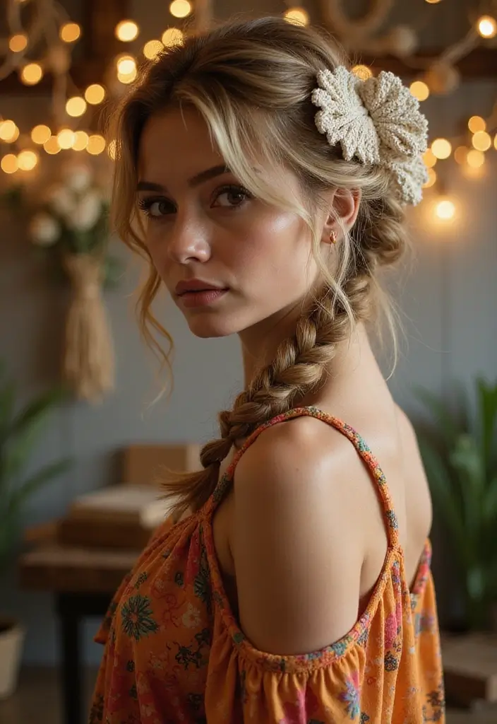 30 Trendy Looks Featuring Half Braids Half Crochet Hairstyles - 26. Retro-Inspired Braided Updo with Crochet