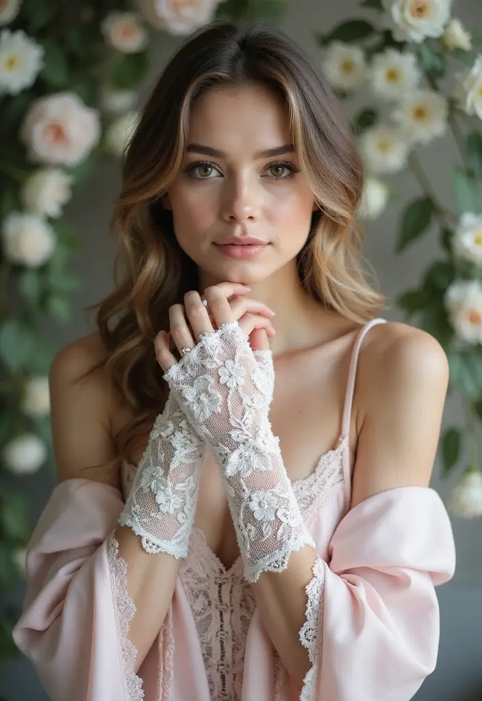 30 Warm & Stylish Crochet Fingerless Gloves Free Pattern - 18. Elegant Lace