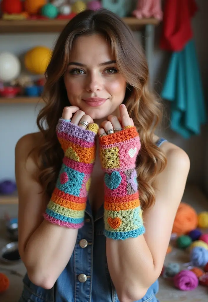 30 Warm & Stylish Crochet Fingerless Gloves Free Pattern - 22. Themed Gloves