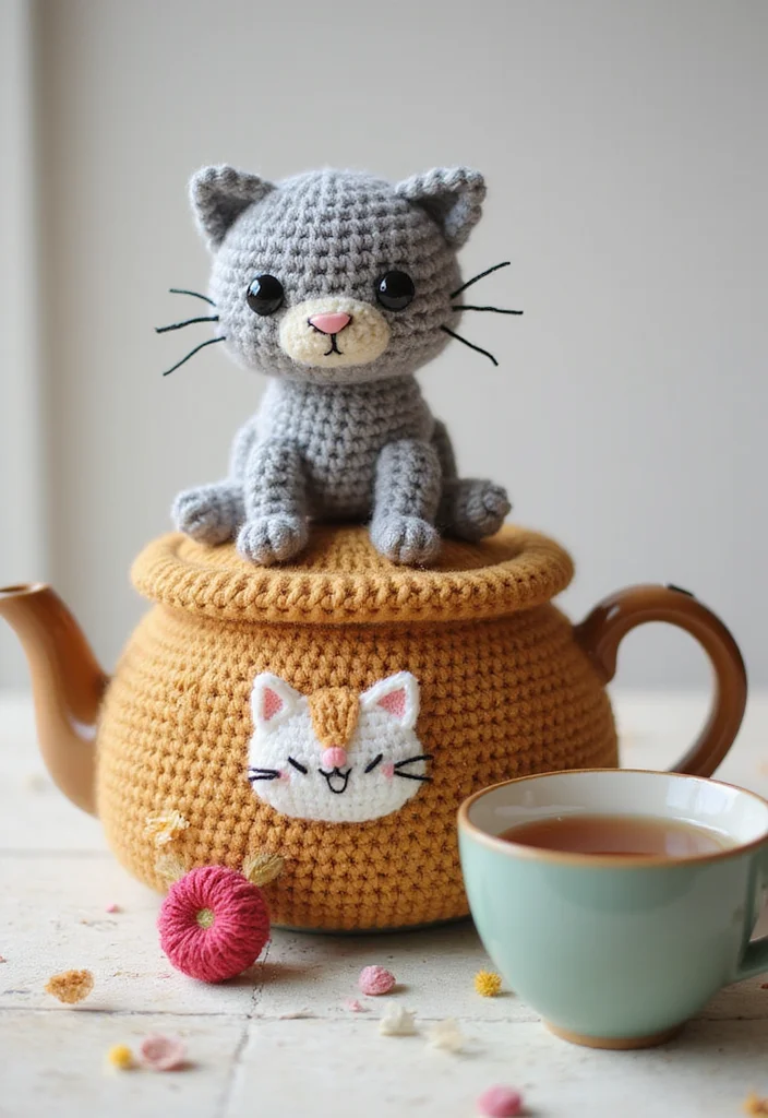 Cat Crochet Pattern Free: Friendly Guide for Crafting Cute Cats with 22 Creative Examples - 15. Cat Tea Cozy