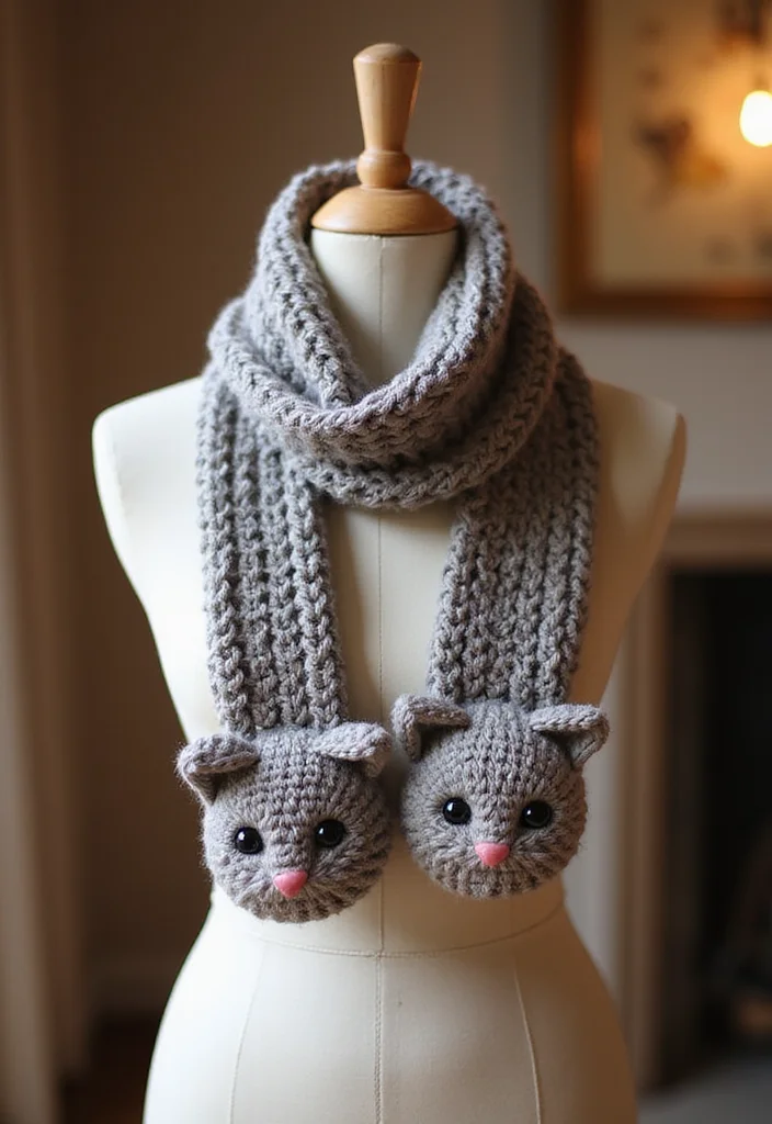 Cat Crochet Pattern Free: Friendly Guide for Crafting Cute Cats with 22 Creative Examples - 16. Cat Scarf