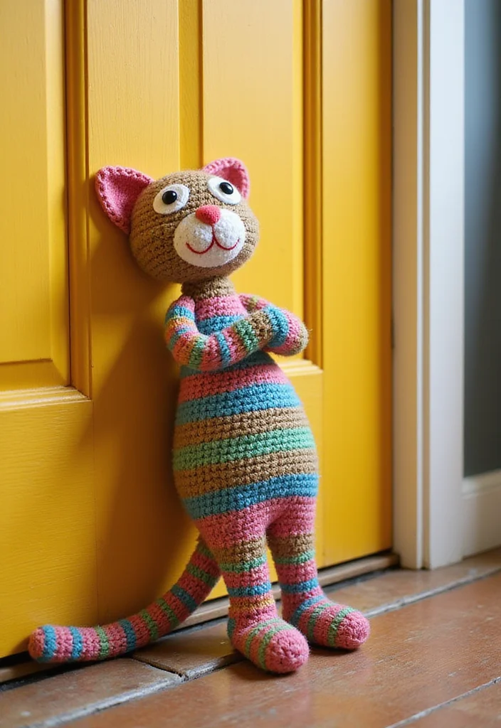 Cat Crochet Pattern Free: Friendly Guide for Crafting Cute Cats with 22 Creative Examples - 9. Cat Doorstop