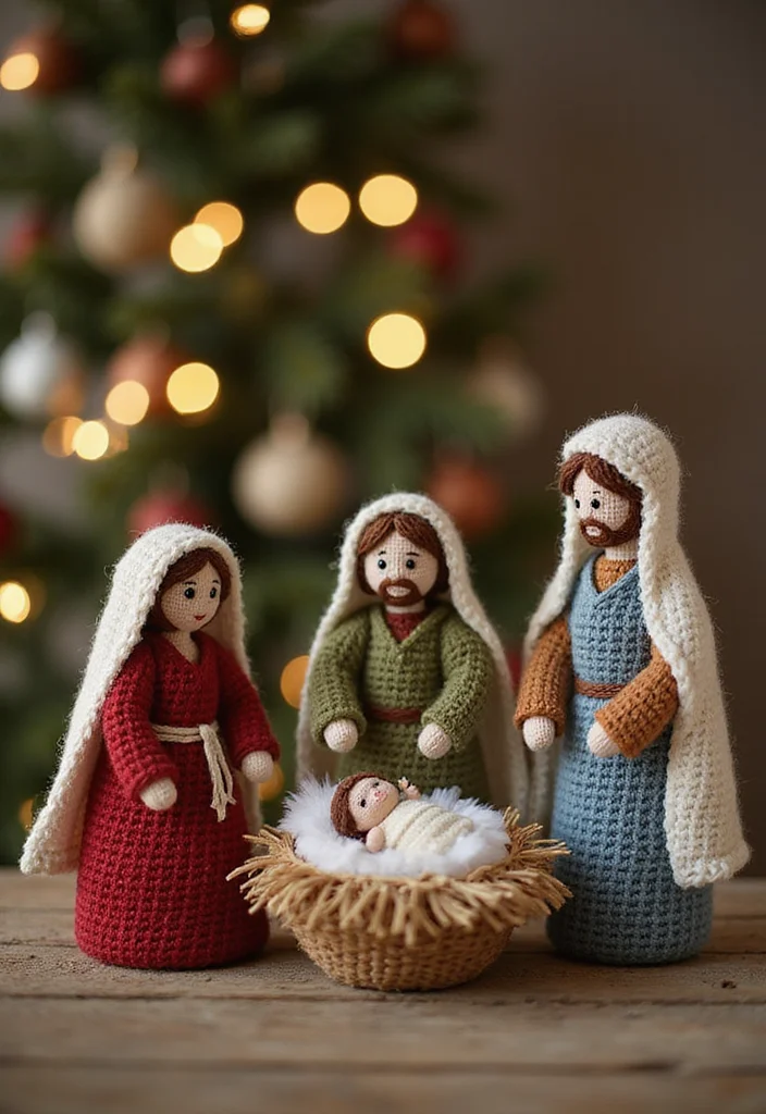 Christmas Crochet Patterns Free: Festive Guide for Handmade Decor with 22 Inspiring Creations - 13. Crochet Nativity Scene