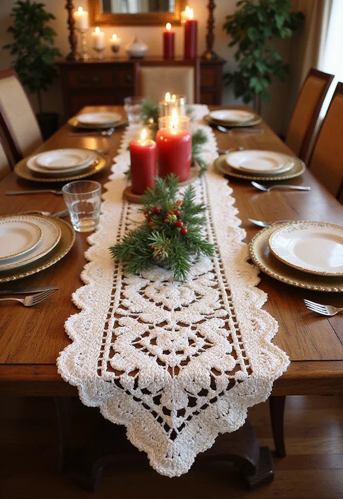 Christmas Crochet Patterns Free: Festive Guide for Handmade Decor with 22 Inspiring Creations - 14. Crochet Holiday Table Runner